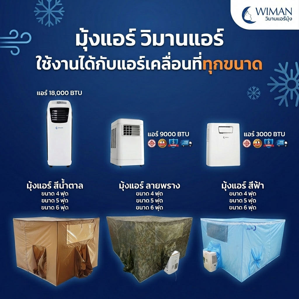แอร์เคลื่อนที่ พร้อมมุ้ง วิมานแอร์ | Portable Air Conditioner with Tent ครบชุด